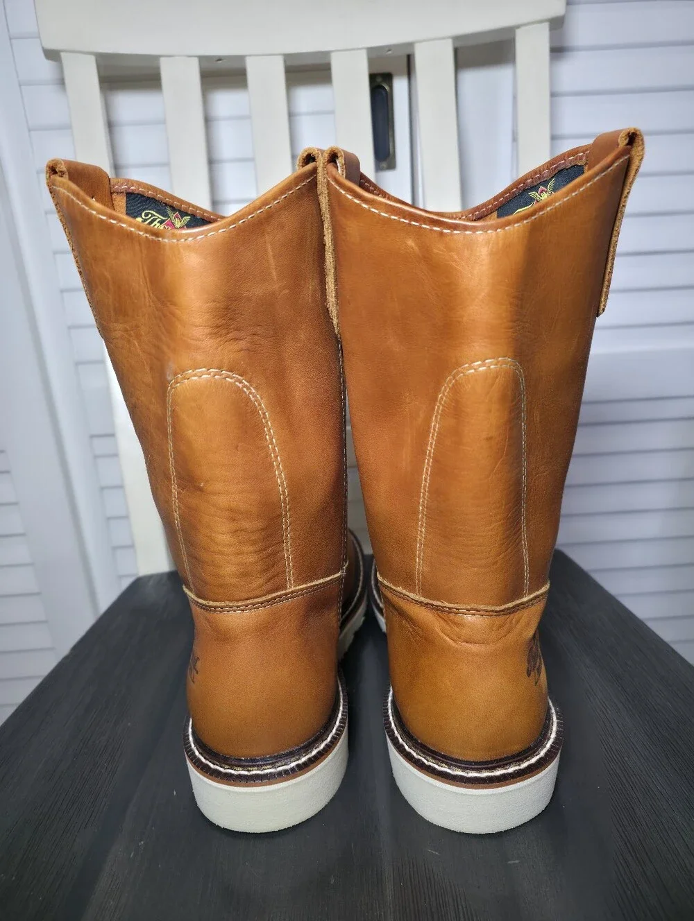 Thorogood American Heritage Tobacco Pull-On Wellington Wedge Sole Soft Toe Sz 8D